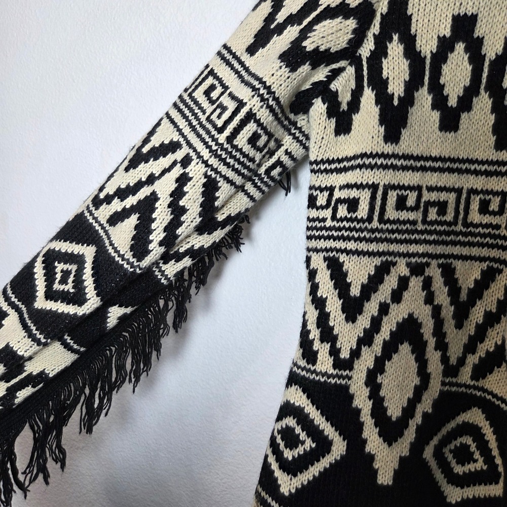 Aztec print open front cardigan with fringe Powder River Outfitters size M - Picture 5 of 10